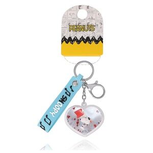 Snoopy Heart Liquid Keychain Charm with Wrist Strap